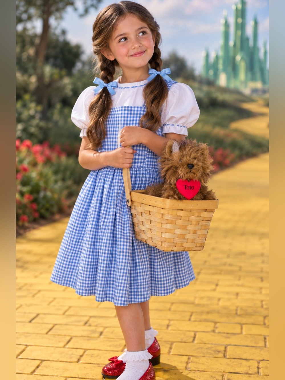 Wizard of Oz Toto Plush Dog with Woven Basket Prop